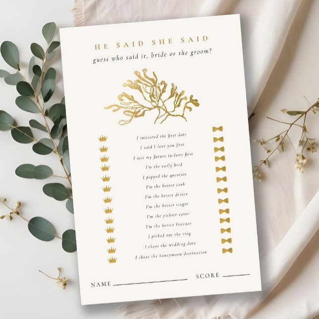 Lámina Juego de lluvia de novia de algas doradas, él dijo (Subido por el creador)