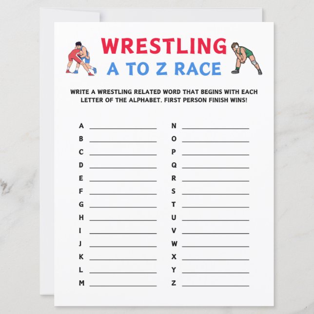 Lámina Juego De Lucha Contra La Raza A A Z (Anverso)