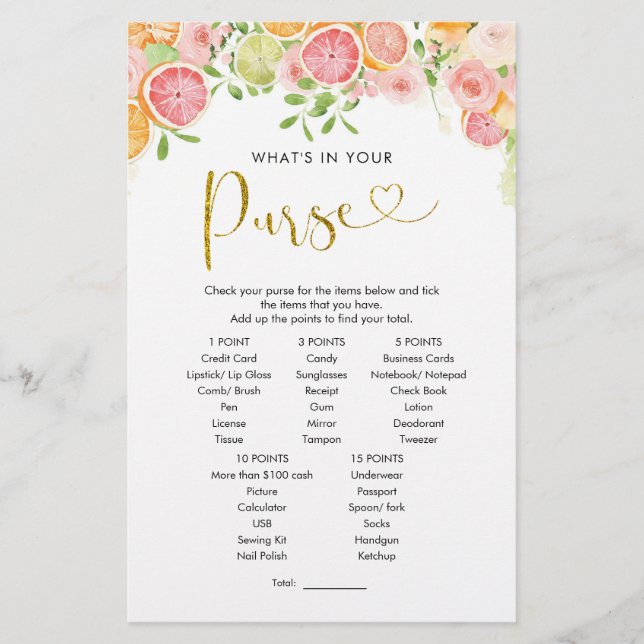 Lámina Juego de maleta de ducha de novia Grapefruit Citru (Anverso)