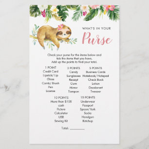 Lámina Juego de maletas para Baby Shower Sloth Chica Trop