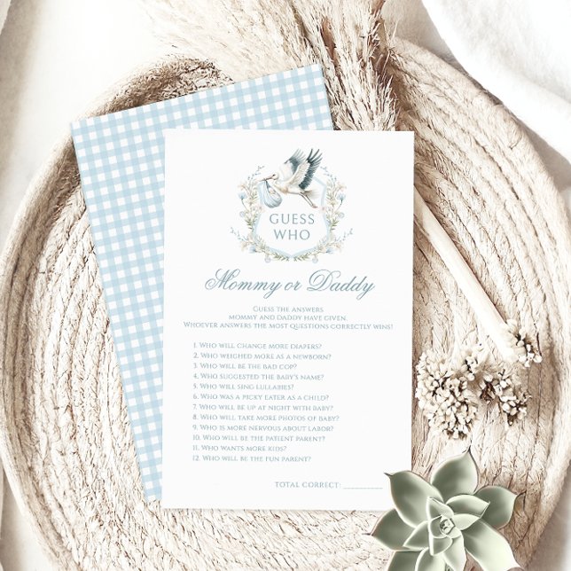 Lámina Juego de mamá o papá de Baby Shower de la cigüeña  (Subido por el creador)