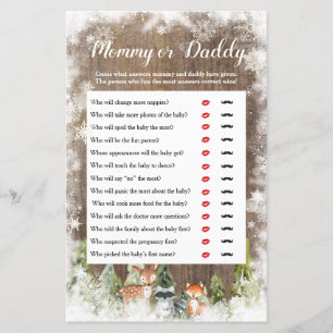 Lámina Juego de mamá o papá de Woodland Winter Animals Rú