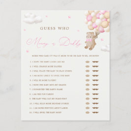 Lámina Juego de Mamá o Papá en Baby Shower de Osito Rosa