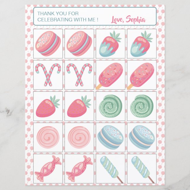 Lámina Juego de memoria de Fiesta de Candyland (Anverso)