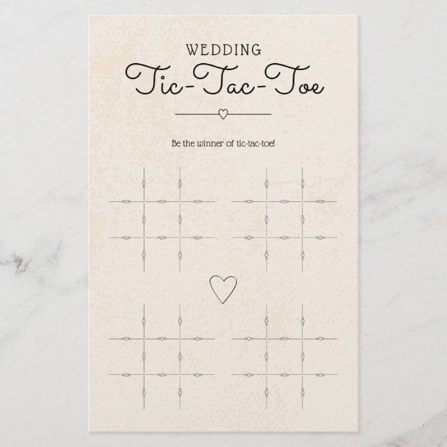 Lámina Juego de mesa de boda Tic-Tac-Toe con corazón (Anverso)