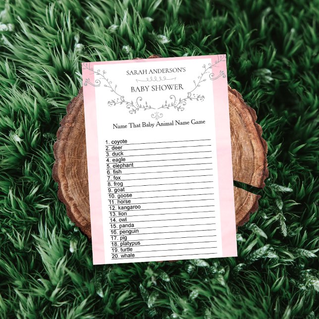 Lámina Juego de nombre animal Baby Shower floral Girona r (Subido por el creador)