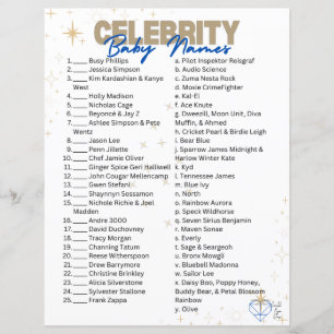 Lámina Juego de nombre de bebé de celebridades