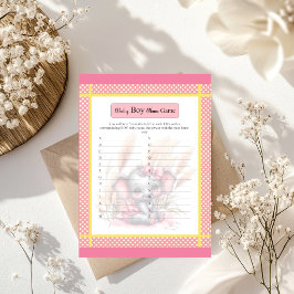 Lámina Juego de nombre de niño elefante rosa dulce