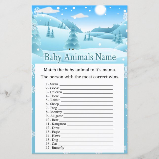 Lámina Juego de nombre para animales de bebé de los bosqu (Anverso)