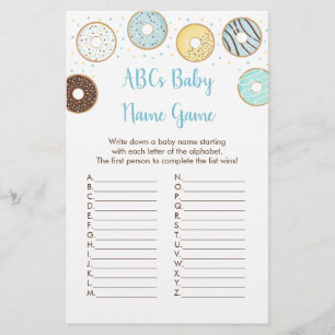 Lámina Juego de nombres Baby Shower de Blue Donut ABC