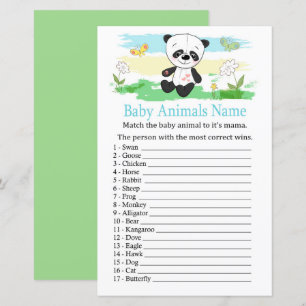 Lámina Juego de nombres de animales bebés panda bebé