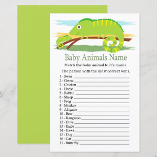 Lámina Juego de nombres de animales de bebé Chameleon