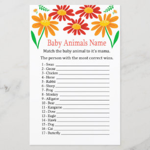Lámina Juego de nombres de animales de bebé Chamomile