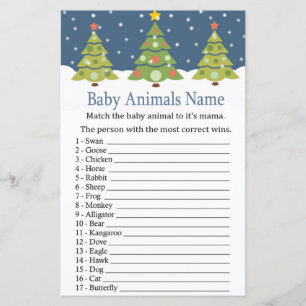 Lámina Juego de nombres de animales de bebé de árbol de N
