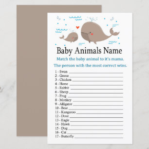 Lámina Juego de nombres de animales de bebé de ballena