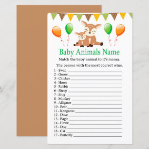 Lámina Juego de nombres de animales de bebé de flauta