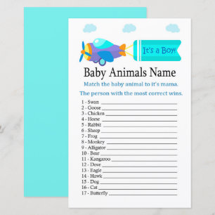 Lámina Juego de nombres de animales de bebé de juguete Ai