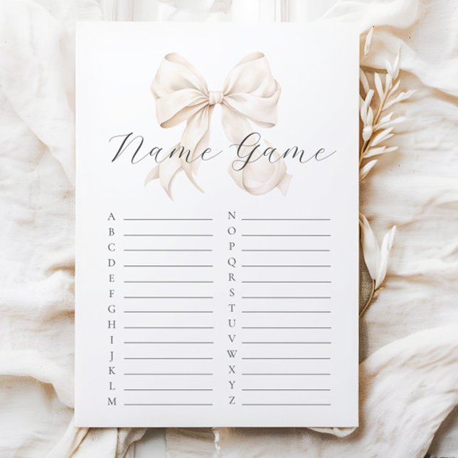 Lámina Juego de nombres de Baby Shower de Bow neutro (Subido por el creador)