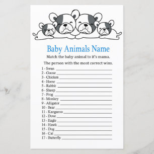 Lámina Juego de nombres de bebé bulldog