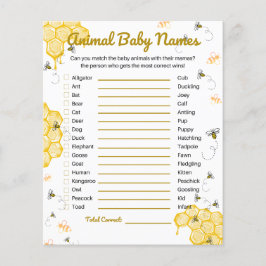Lámina Juego de nombres de bebés para animales de Honey B