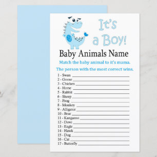 Lámina Juego de nombres de los animales de los bebés de l