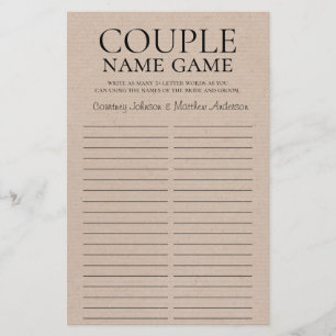 Lámina Juego de nombres de pareja Juego de desayuno nupci