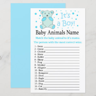 Lámina Juego de nombres para bebés de oso azul