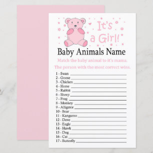 Lámina Juego de nombres para bebés de oso rosa