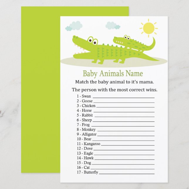 Lámina Juego de nombres para bebes ligadores (Anverso / Reverso)