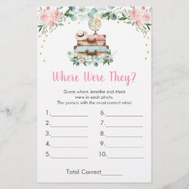 Lámina Juego de novia de viaje floral rosa Dónde estuvier