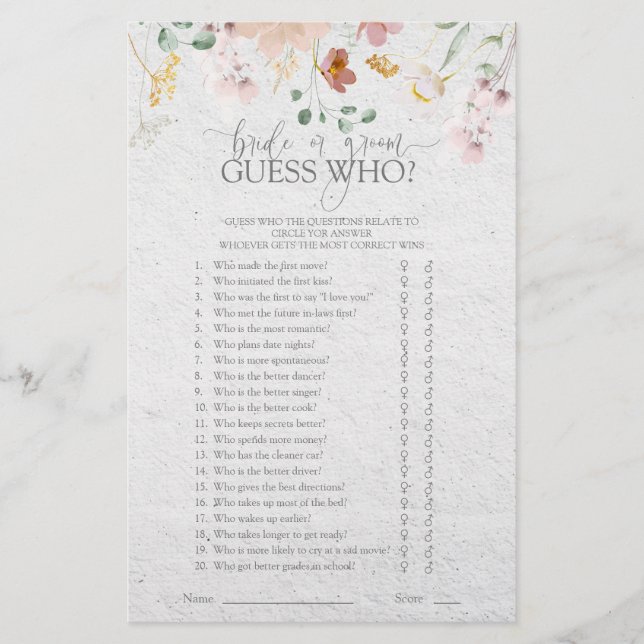 Lámina Juego de Novia o Groom con flores de jardín rosado (Anverso)