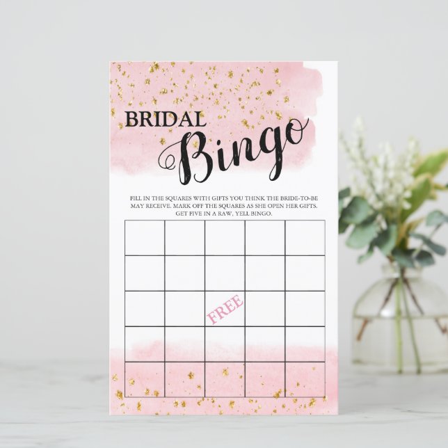 Lámina Juego de novias con Bingo Rosa Gold (Anverso de pie)