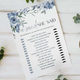 Lámina Juego De Novias Dijo Que Dijo Flores Azul Polvorie