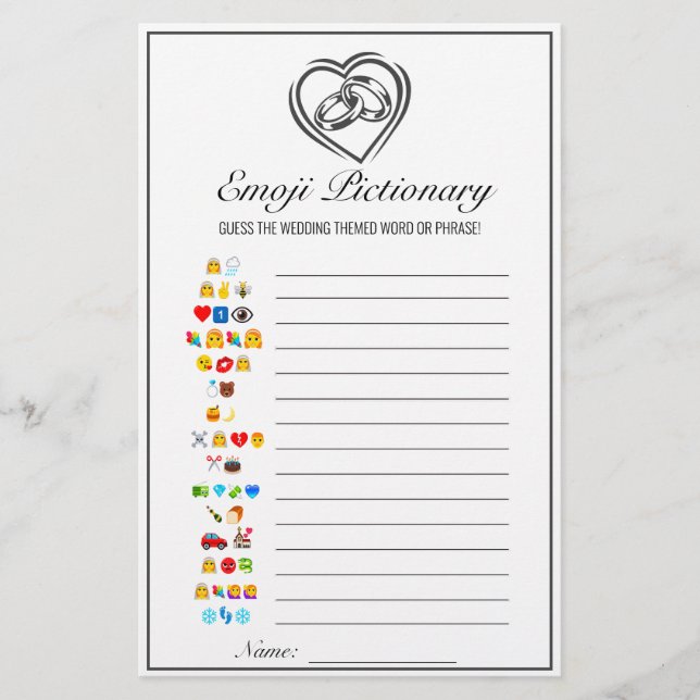 Lámina Juego de novias Minimalistas de Emoji moderna (Anverso)