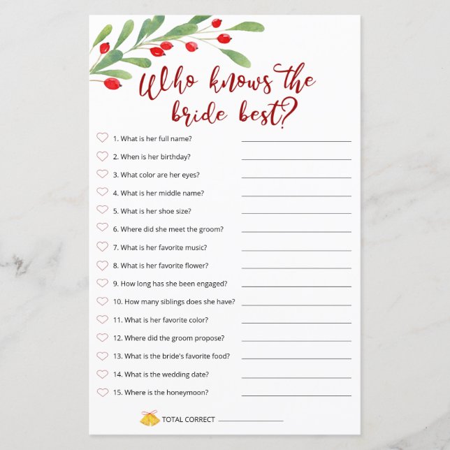 Lámina Juego de novias para navidades - Que conocen mejor (Anverso)