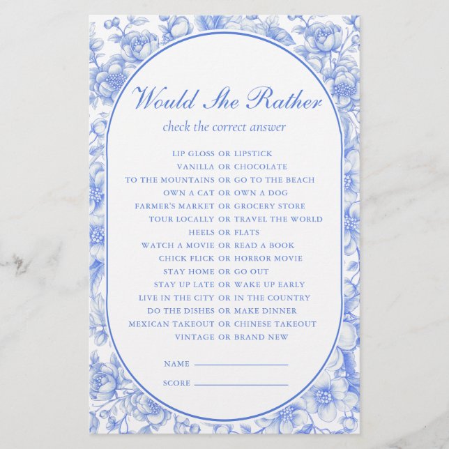 Lámina Juego De Novias Prefiere Algo Azul (Anverso)