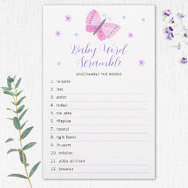 Lámina Juego de palabras de Baby Shower para mariposas ca