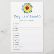 Juego de palabras de Baby Shower Sunflower Dusty B