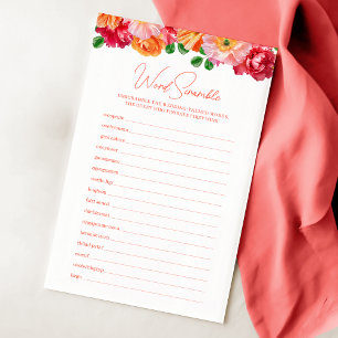 Lámina Juego de Palabras de Brigada Floral naranja y Rosa