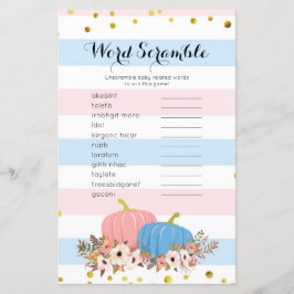 Lámina Juego de palabras de calabaza rosa y azul