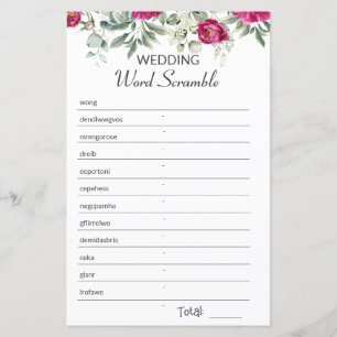 Lámina Juego de Palabras de Chispas de Novias Rosadas