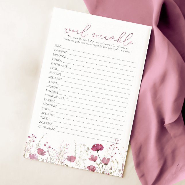 Lámina Juego de palabras desordenadas de flores silvestre (Subido por el creador)