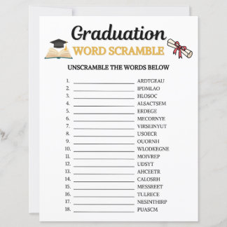 Lámina Juego de palabras desordenadas de graduación