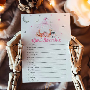 Lámina Juego de palabras desordenadas de Halloween rosa