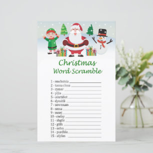 Lámina Juego de palabras desordenadas de Santa Claus feli