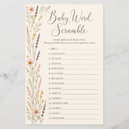 Lámina Juego de palabras desordenadas para baby shower bo