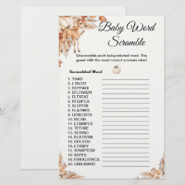 Lámina Juego de palabras desordenadas para baby shower de