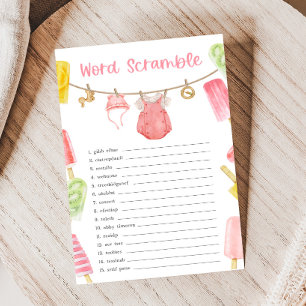 Lámina Juego de palabras desordenadas para baby shower de