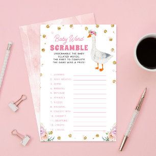 Lámina Juego de palabras desordenadas para baby shower Si