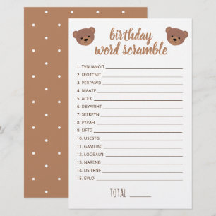 Lámina Juego de palabras desordenadas para el cumpleaños